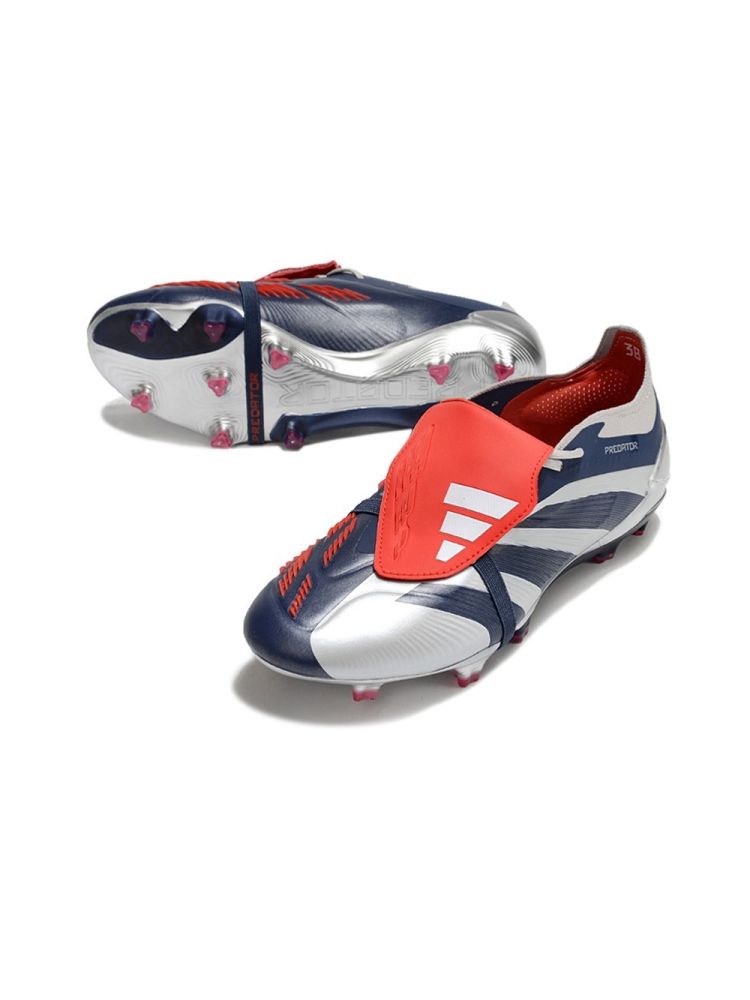 adidas Predator Elite Fold-over Tongue FG Roteiro - Silver/Tech Indigo/Vivid Red