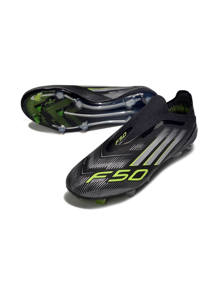 2025 adidas F50 Elite Laceless FG Black Silver Volt