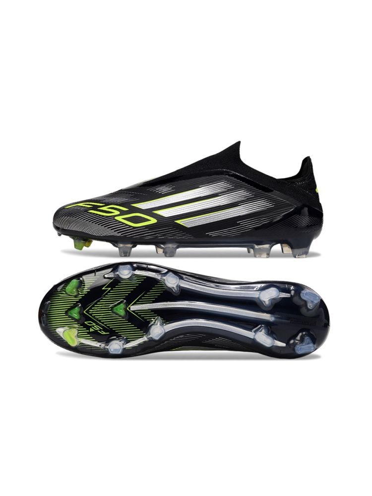 2025 adidas F50 Elite Laceless FG Black Silver Volt