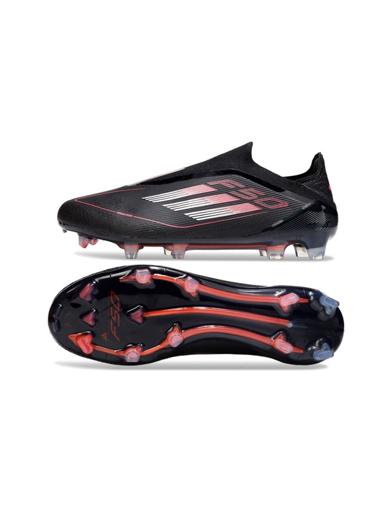 2025 adidas F50 Elite Laceless FG Core Black Iron Metal Lucid Red