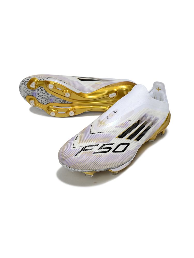 2025 adidas F50+ Event LightStrike Elite FG White Black Metallic Gold