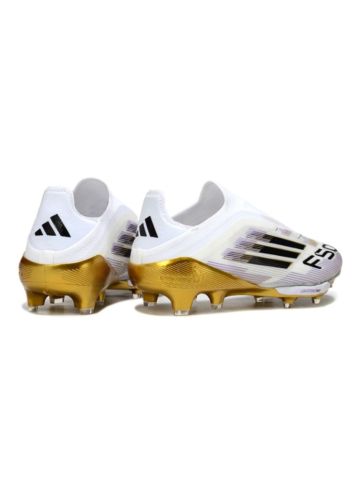 2025 adidas F50+ Event LightStrike Elite FG White Black Metallic Gold