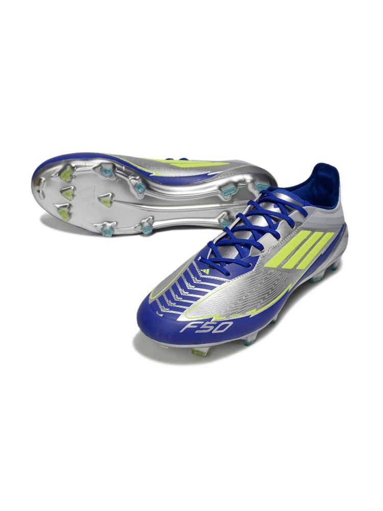 2025 adidas F50 Messi Elite FG Silver Metallic Solar Yellow Lucid Blue