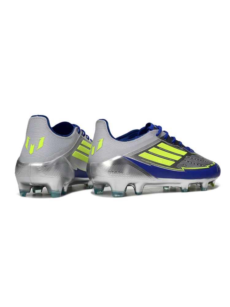 2025 adidas F50 Messi Elite FG Silver Metallic Solar Yellow Lucid Blue