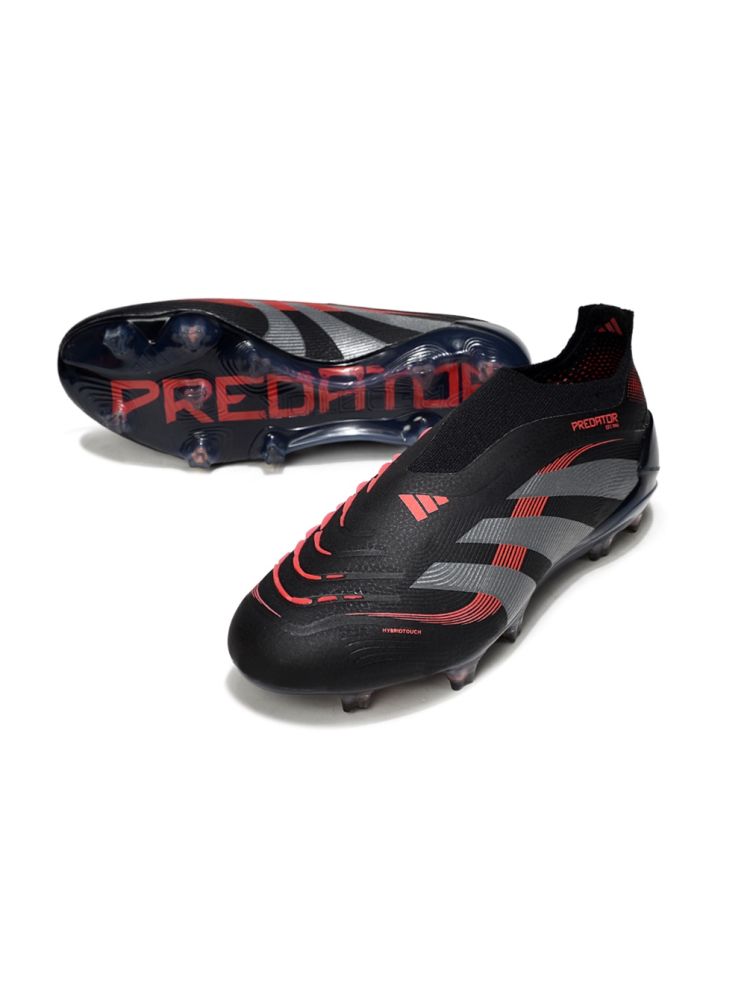 2025 adidas Predator Elite Laceless FG Black Grey Four Lucid Red