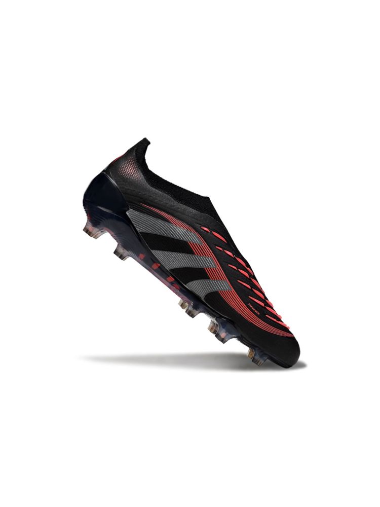 2025 adidas Predator Elite Laceless FG Black Grey Four Lucid Red