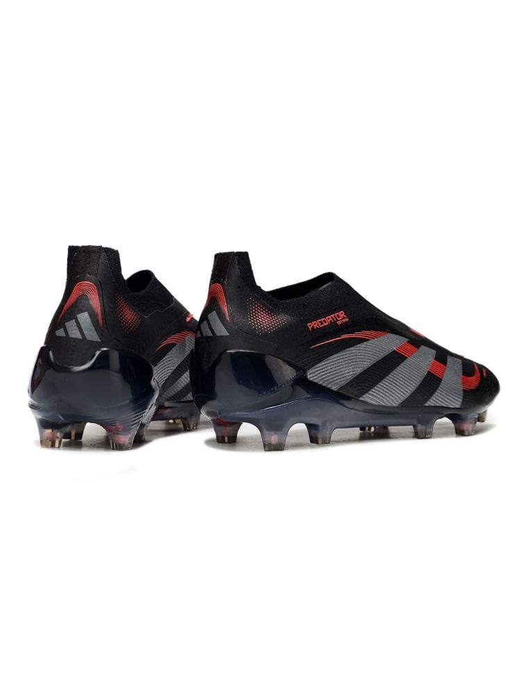 2025 adidas Predator Elite Laceless FG Black Grey Four Lucid Red