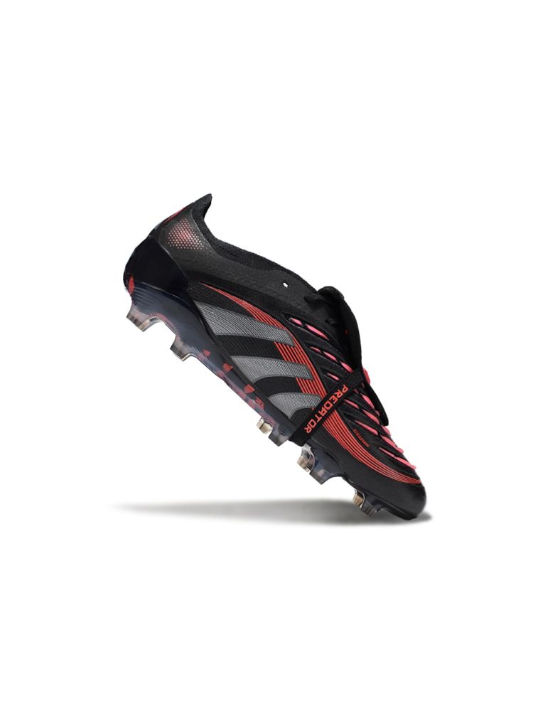 2025 adidas Predator Elite Tongue FG Black Grey Four Lucid Red