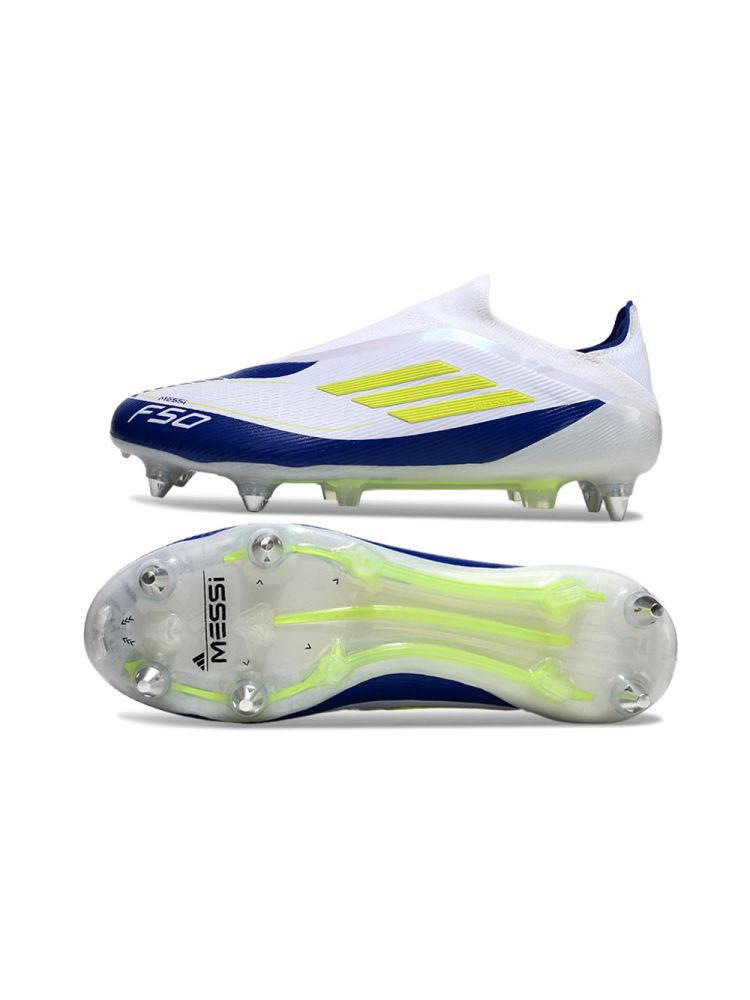 adidas F50 Elite Laceless SG White Blue Volt