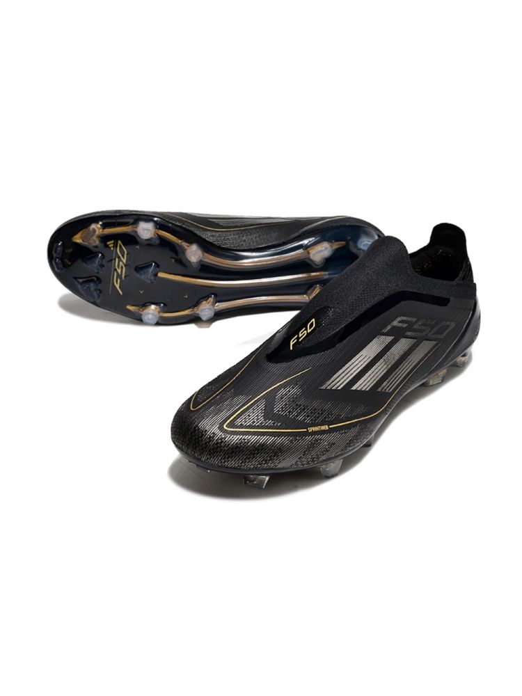 adidas F50 Elite Laceless FG Dark Spark - Core Black/Iron Metal/Gold Metallic